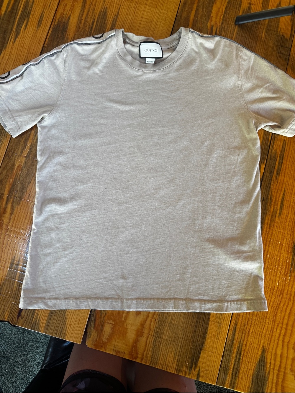 Authentic Gucci Interlocking G Logo Tape T-Shirt Beige Unisex Size Large